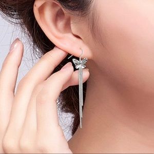 Silver tone Butterfly dangle earrings